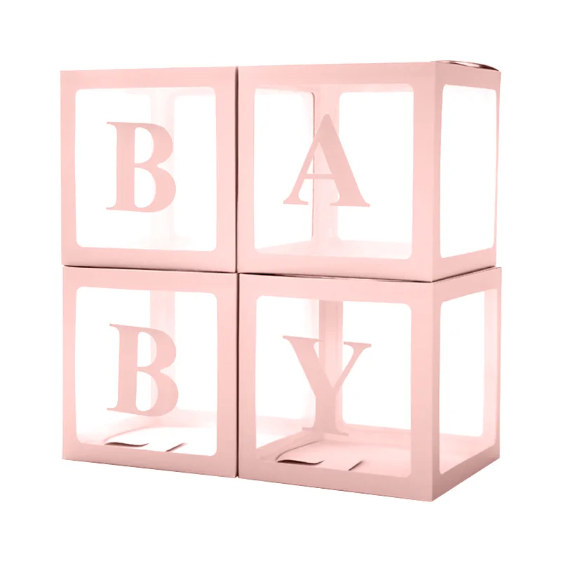Набор коробок для шаров Baby, Нежно-розовый, 30*30*30 см, 4 шт. в кор.