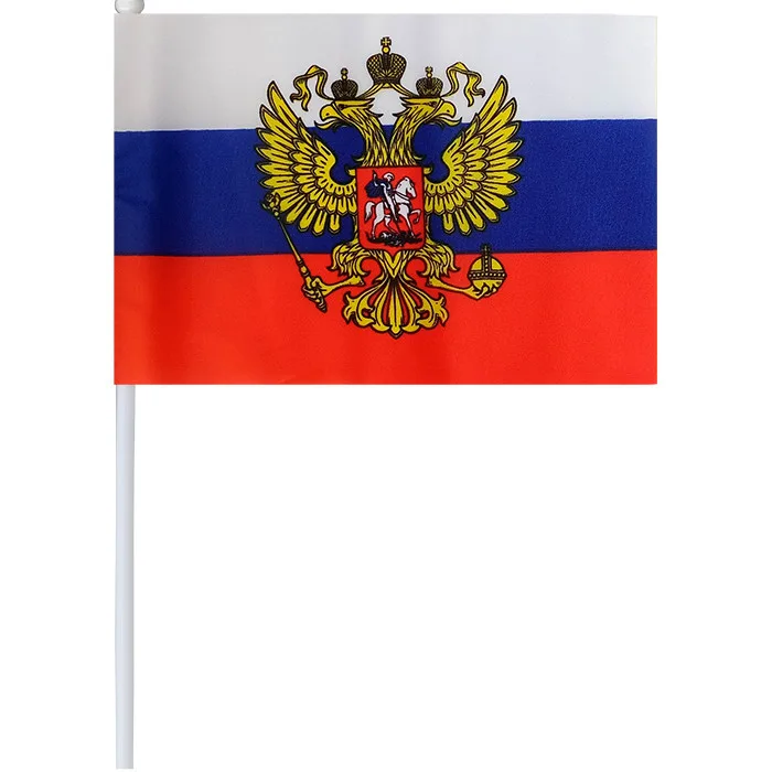 Флаг Россия с гербом 14*20 см