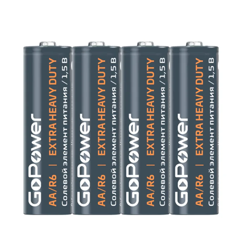 Батарейки солевые GOPOWER EXTRA HEAVY DUTY AA/R6, 4 шт.