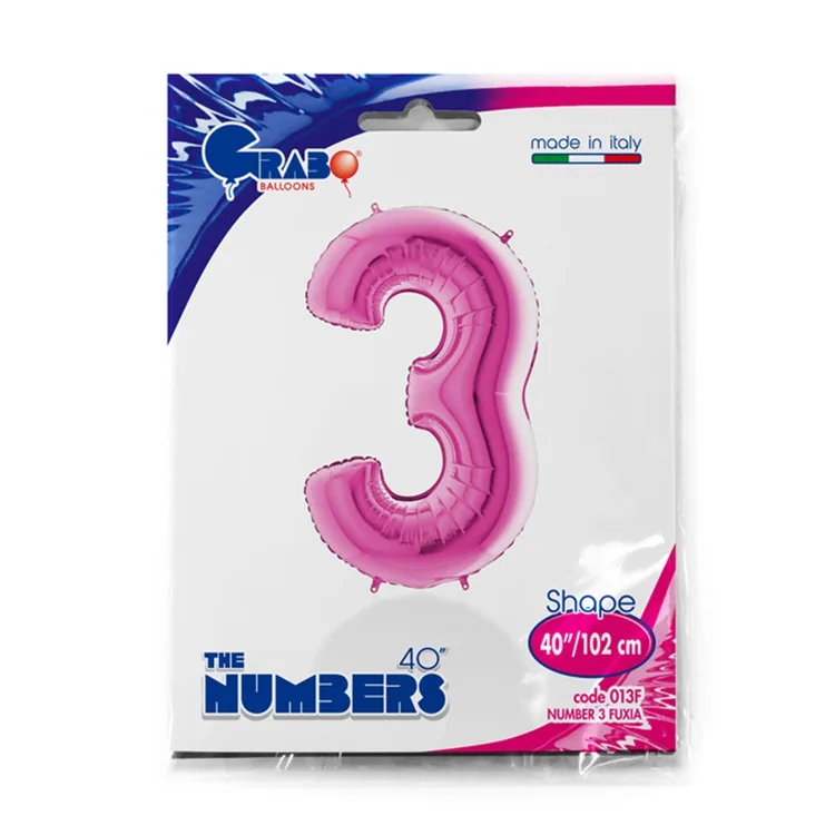 G 40"/102см Цифра "3" Pink, упаковке/1 шт./(Италия)