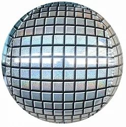 К 24"/61см Сфера 3D , Диско, Серебро, Голографияй, 1 шт. (Китай)