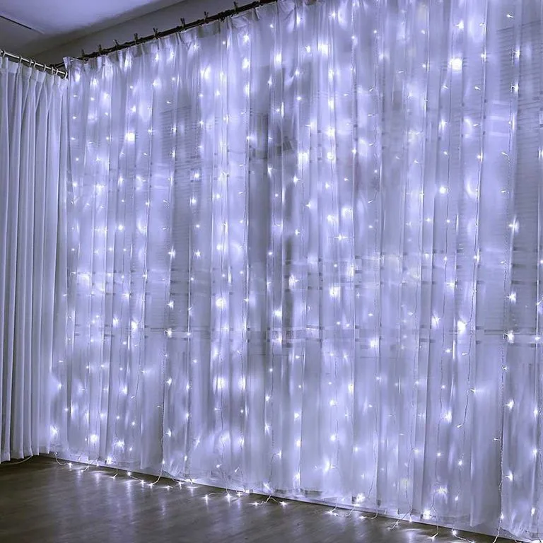 Светодиодная гирлянда, Занавес 300 Led, 8 режимов, IP14, 3*3 м. Белый, 1 шт.