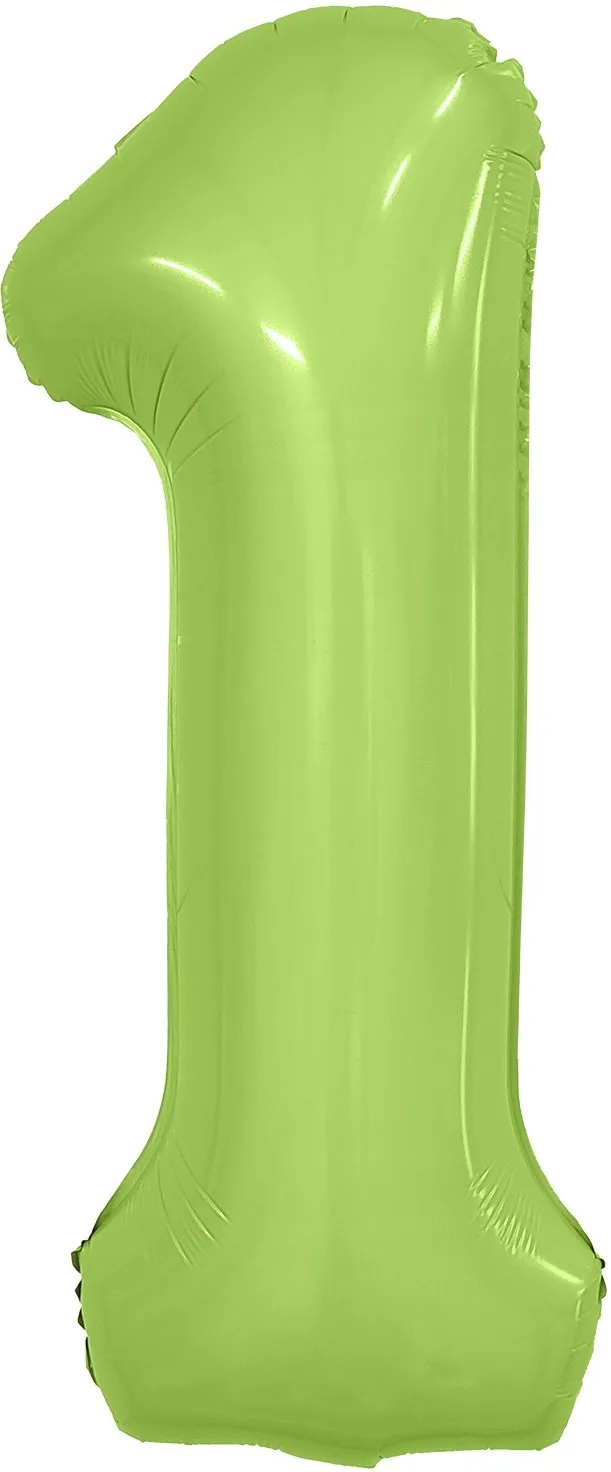 Р 40"/102см Цифра "1" Фисташка, Сатин,  Slim в упаковке / 1 шт / (Россия)