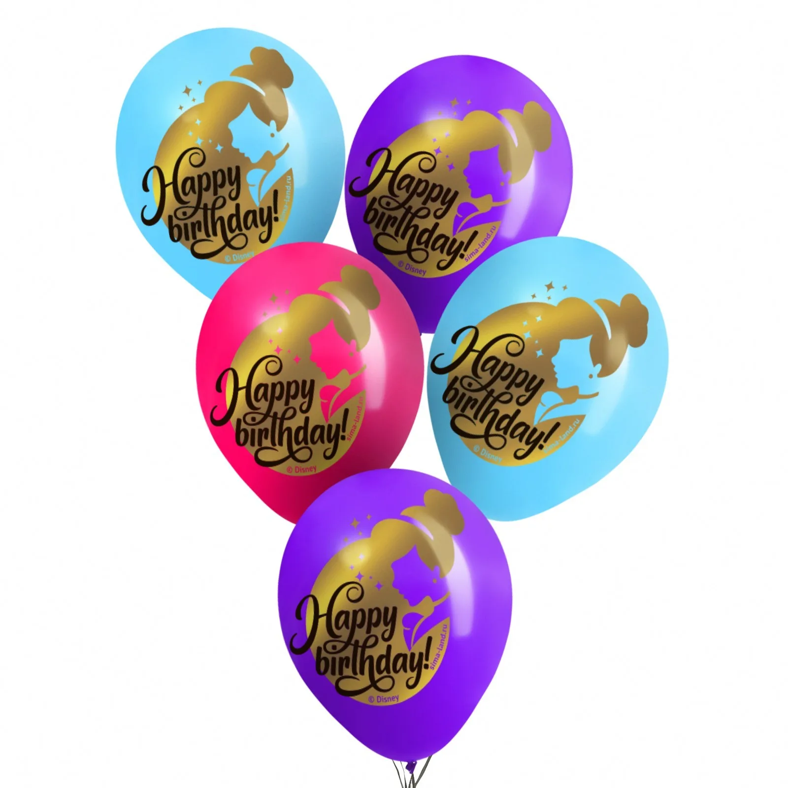 К 12''/30 см "Happy Birthday", Принцессы, 25 шт.(Китай)