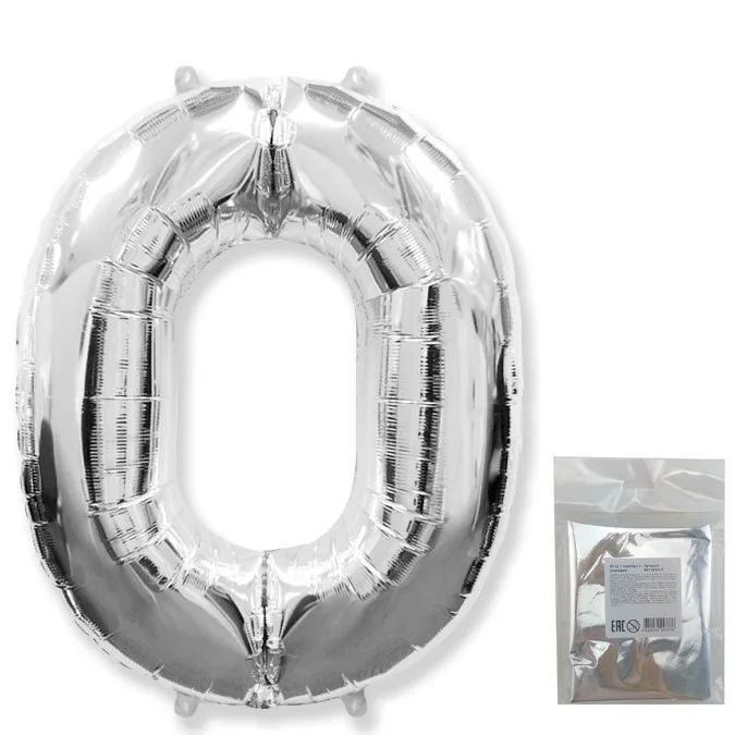 И 40"/102см Цифра "0", Серебро, в упаковке / 1 шт (Испания)