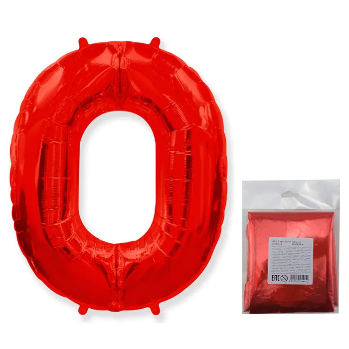 И 40"/102см Цифра "0", Красный в упаковке, / 1 шт (Испания)
