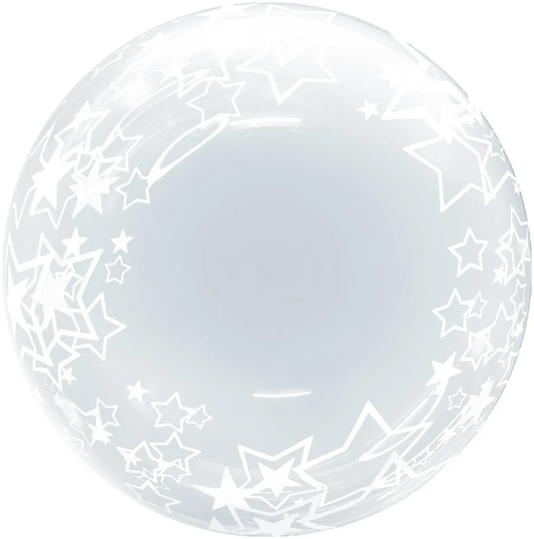 F 18"/46 см Сфера 3D, Deco Bubble, Звезды, Прозрачный, Кристалл, 1 шт. в упак. (Китай)