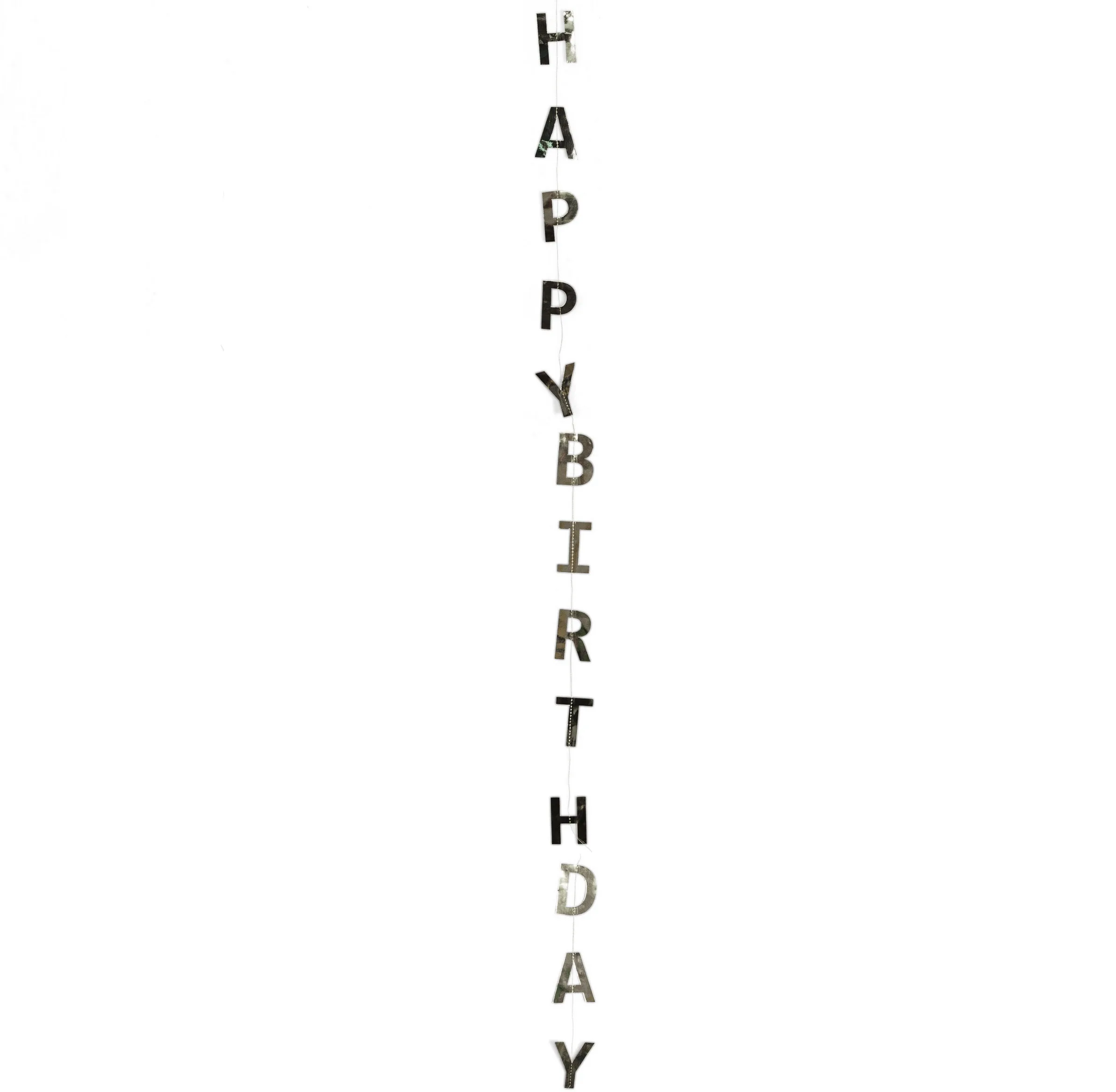 Гирлянда-подвеска Happy Birthday, Серебро, Металлик, 120 см, 1 шт.