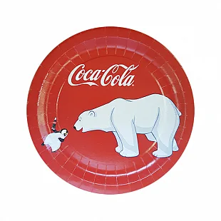 Тарелки "Сoca-Cola" Белый мишка / 23 см./набор 6 шт./(Россия)