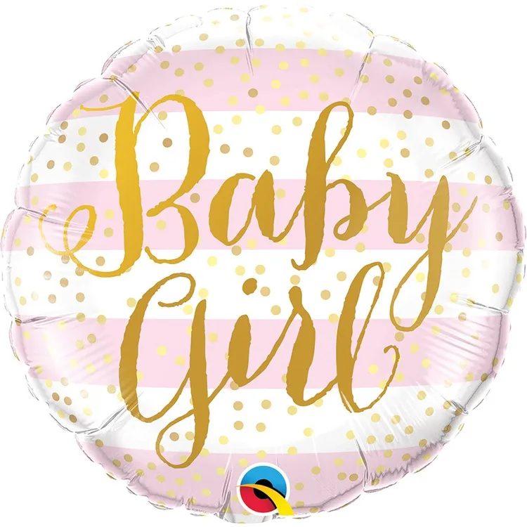 Q 18"/46см Baby Girl полосы розовые/ 1 шт / (США)