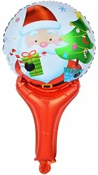Шар с клапаном (20''/51 см) Мини-фигура, Дед Мороз с подарками, 1 шт.(Китай)