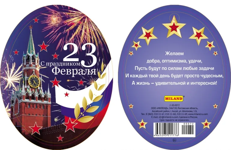 Открытка С праздником 23 февраля 100х75 (20 шт.)