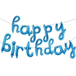 F 17"/43см Надпись "Happy Birthday, Голубой, 1 шт. / Китай