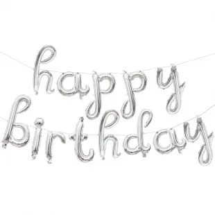 F 17"/43см Надпись "Happy Birthday, Серебро, 1 шт. / Китай
